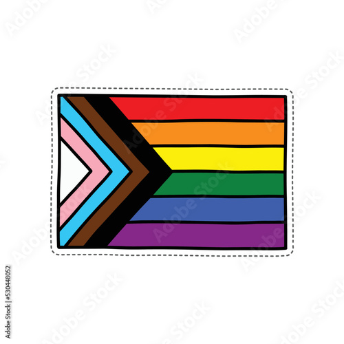 progress pride flag doodle sticker icon, vector color line illustration