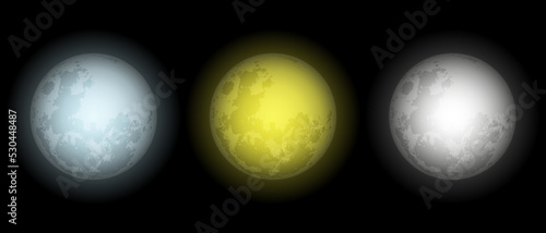 Set of vector realistic moons