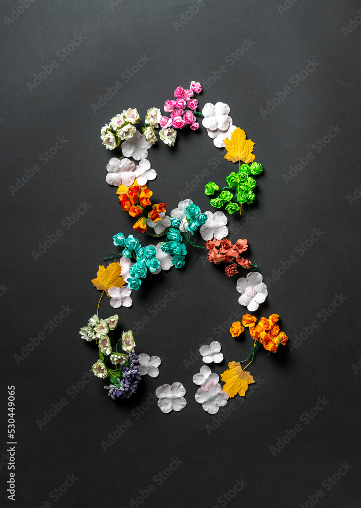 number eight made of flowers as a symbol of the 8th of march, the international women's day number eight made of flowers as a symbol of the 8th of march, the international women's day