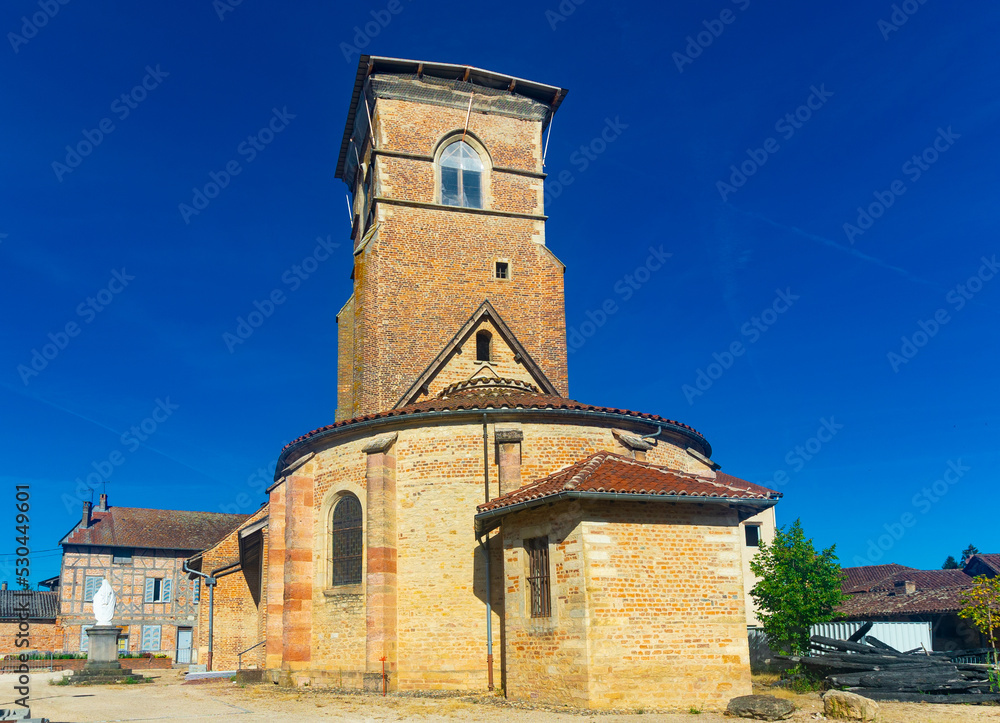 View of Eglise Saint-Trivier is commune Saint-Trivier-de-Courtes in the Ain department in eastern France
