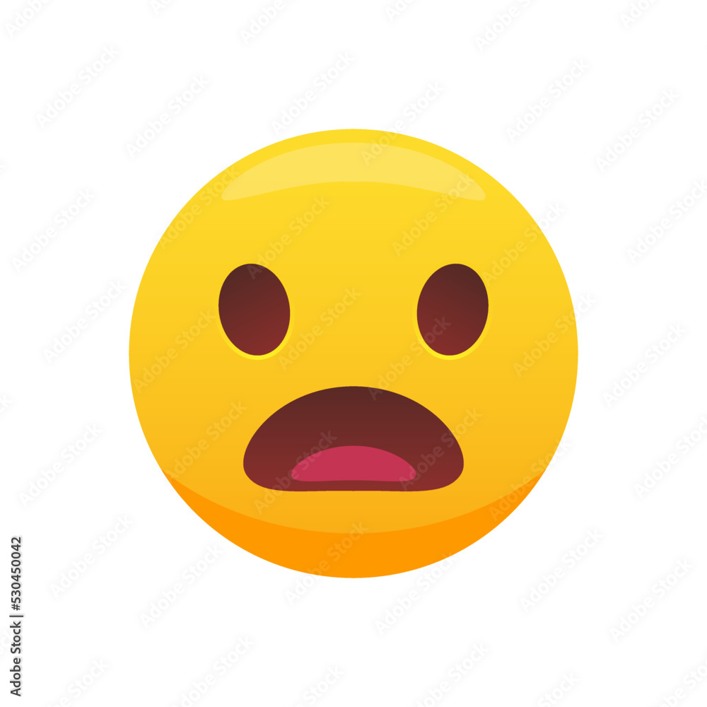 Surprised emoticon face 3D. Shocked emoticon with gasping face. Isolated math illustration Surprised emoticon face 3D. Shocked emoticon with gasping face. Isolated math illustration