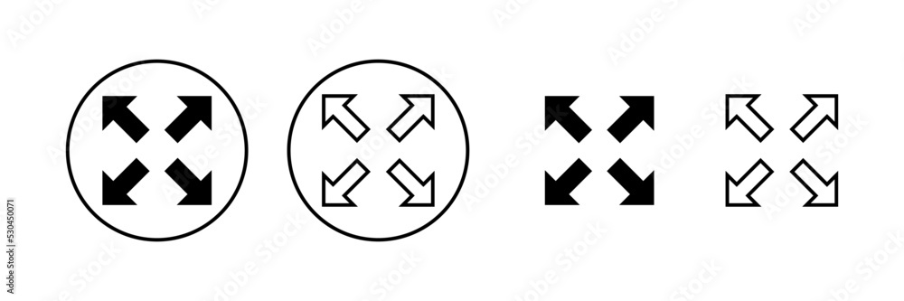Fullscreen Icon vector. Expand to full screen sign and symbol. Arrows symbol Fullscreen Icon vector. Expand to full screen sign and symbol. Arrows symbol