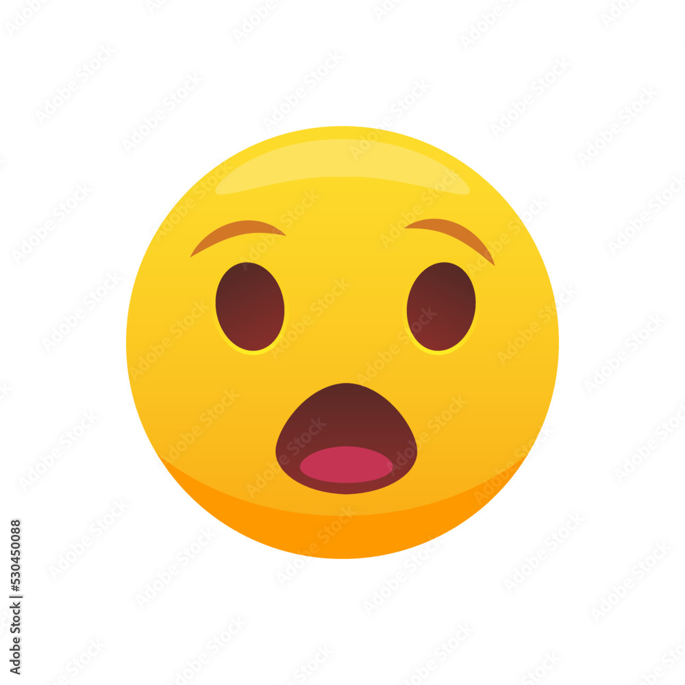 Surprised emoticon face 3D. Shocked emoticon with gasping face. Isolated math illustration Surprised emoticon face 3D. Shocked emoticon with gasping face. Isolated math illustration