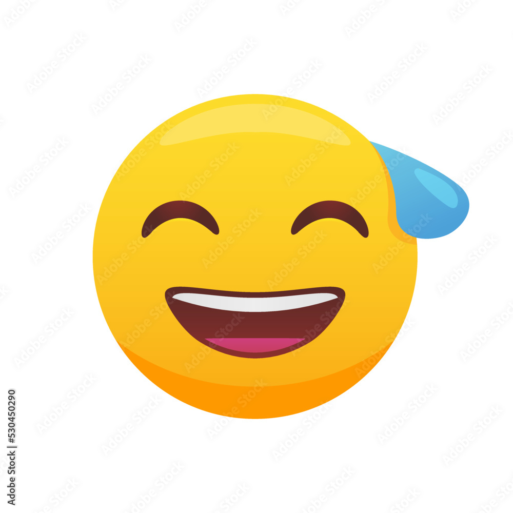 Awkward smiling face. Emoticon icon. Awkward smiling face. Emoticon icon.