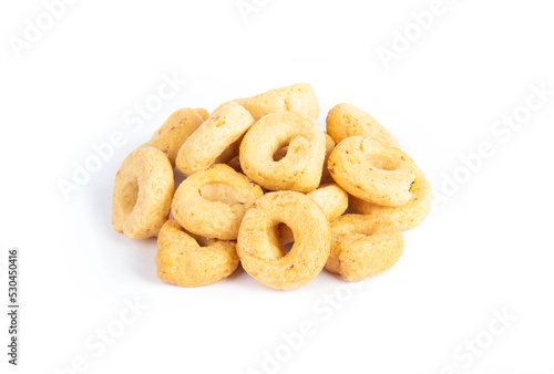Tarallini or Taralli an Italian Snack Ring or Cracker Isolated on White in a Heap or Pile photo