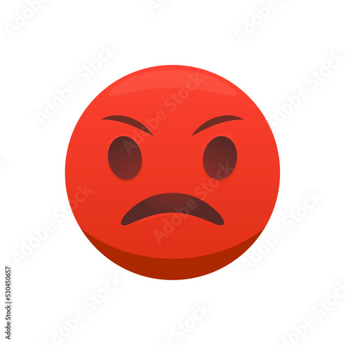 Angry emoji with red face, frowning mouth, Irritated emoji. Grumpy emoticon.