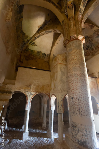 Hermitage of San Baudelio, Soria province, Castilla y Leon, Spain, Europe. Inside detail. photo