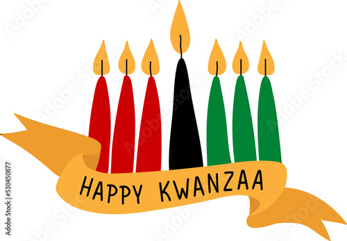 Happy Kwanzaa card. Kinara. Traditional Kwanzaa symbols. African American holiday photo