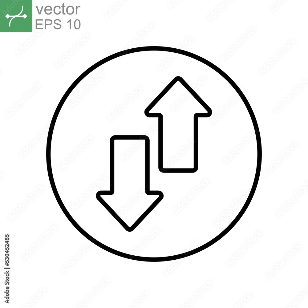 arrows down up line icon style. Arrow head button cursor for transfer. navigation direction. simple outline interface with trendy symbol. Vector illustration. Design on white background. EPS 10 arrows down up line icon style. Arrow head button cursor for transfer. navigation direction. simple outline interface with trendy symbol. Vector illustration. Design on white background. EPS 10