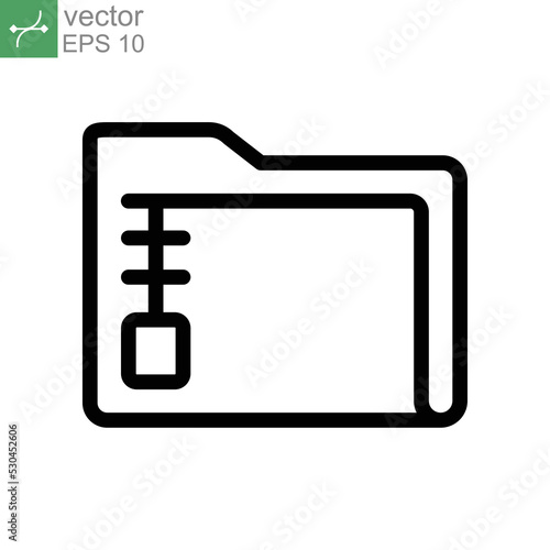 Archive Folder Icon. Zip File Type and Extension. Compressed documents in archive directory line style for mobile application, and website logo Vector illustration. Design on white background. EPS 10