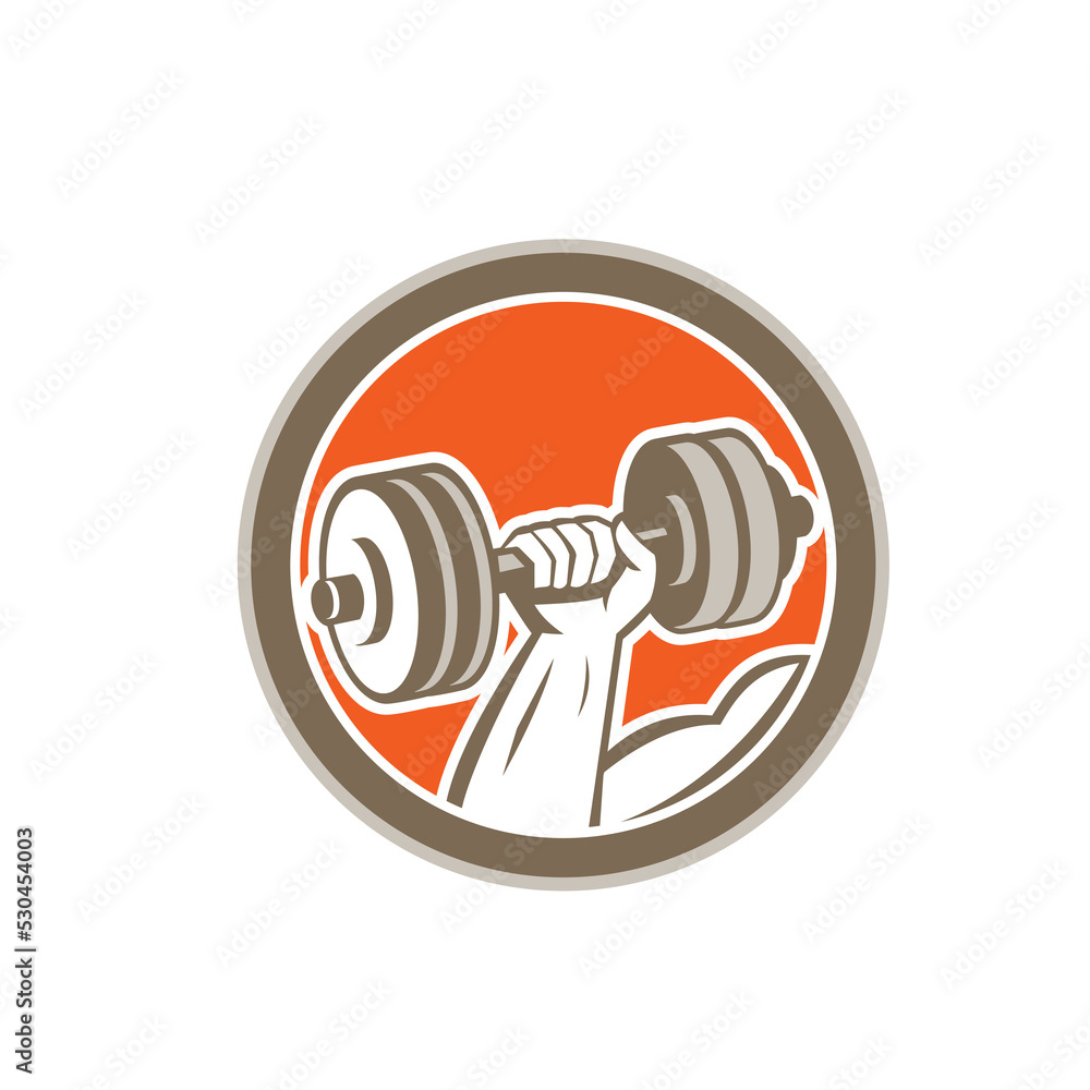 Hand Lifting Dumbbell Circle Retro Hand Lifting Dumbbell Circle Retro