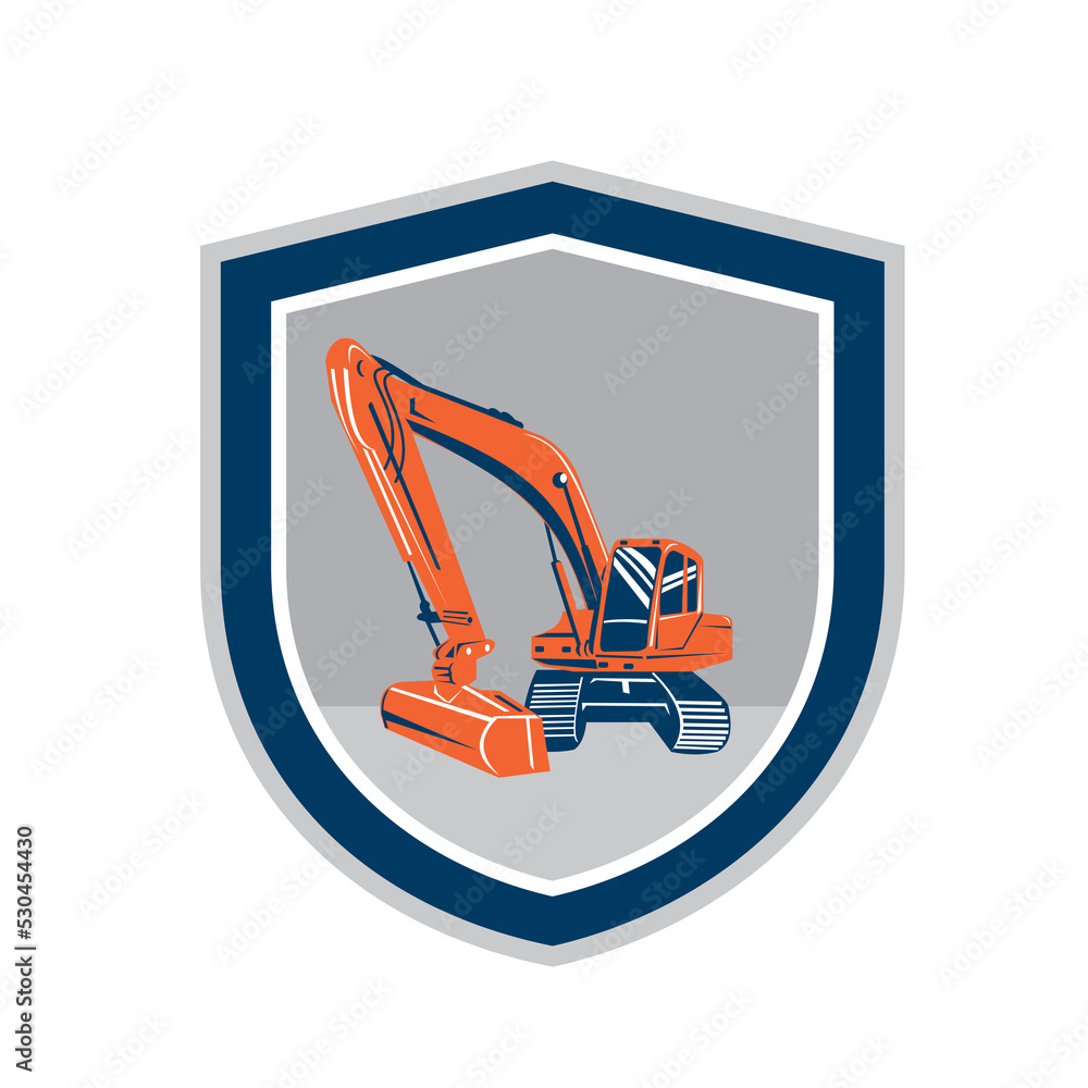 Mechanical Digger Excavator Retro Shield Mechanical Digger Excavator Retro Shield