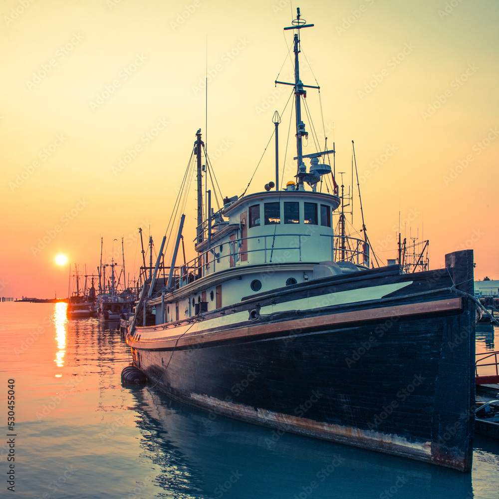 Beautiful fishing boats in British Columbia - some sunsets