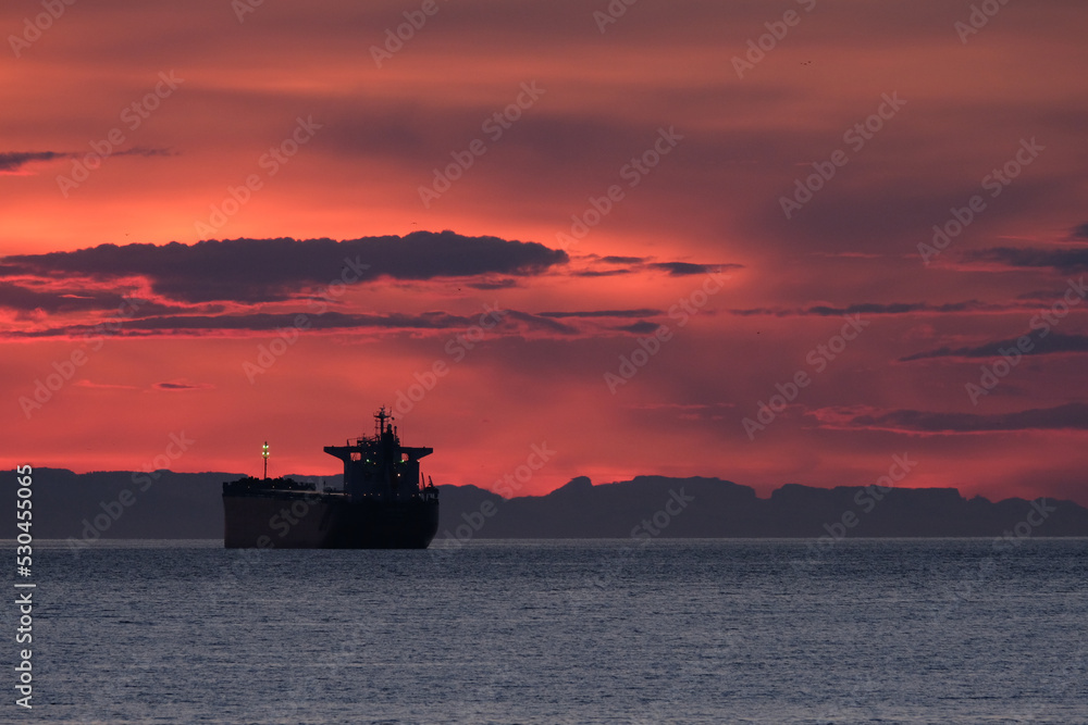 Oil Tankers in English Bay BC in sunset