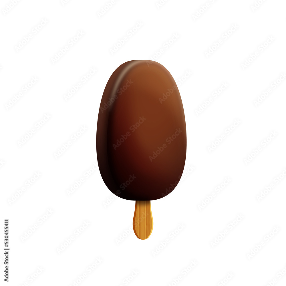 Obraz premium Lody na patyku pokryte ciemną czekoladą.