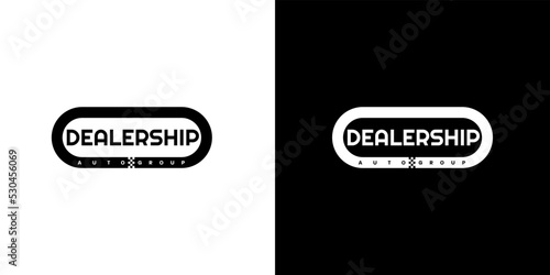 Modern minimalist racetrack car dealership or automotive group logo 