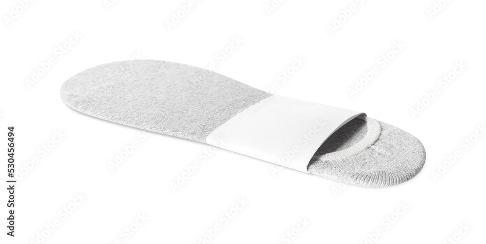 New pair of cotton socks on white background New pair of cotton socks on white background