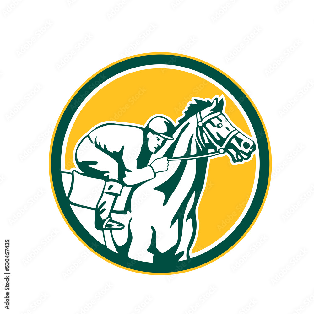Jockey Horse Racing Circle Retro Jockey Horse Racing Circle Retro