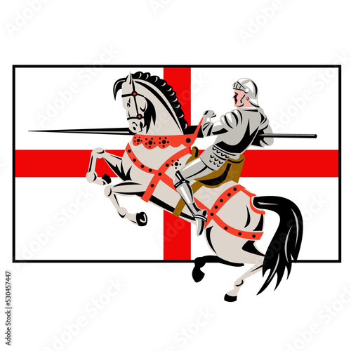 English Knight Lance Horse England Flag Side Retro © patrimonio designs