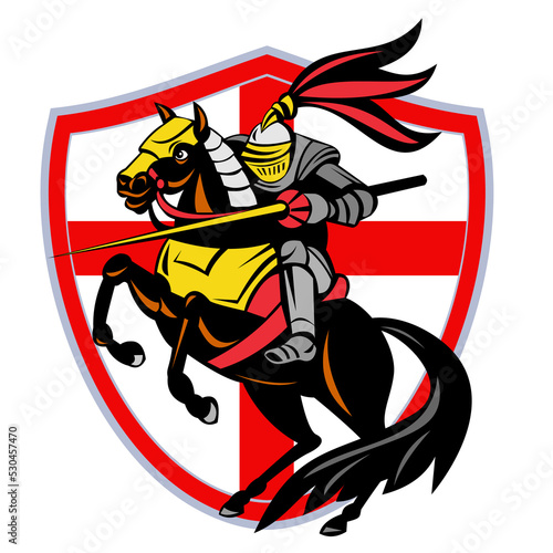 English Knight Lance England Flag Shield Retro