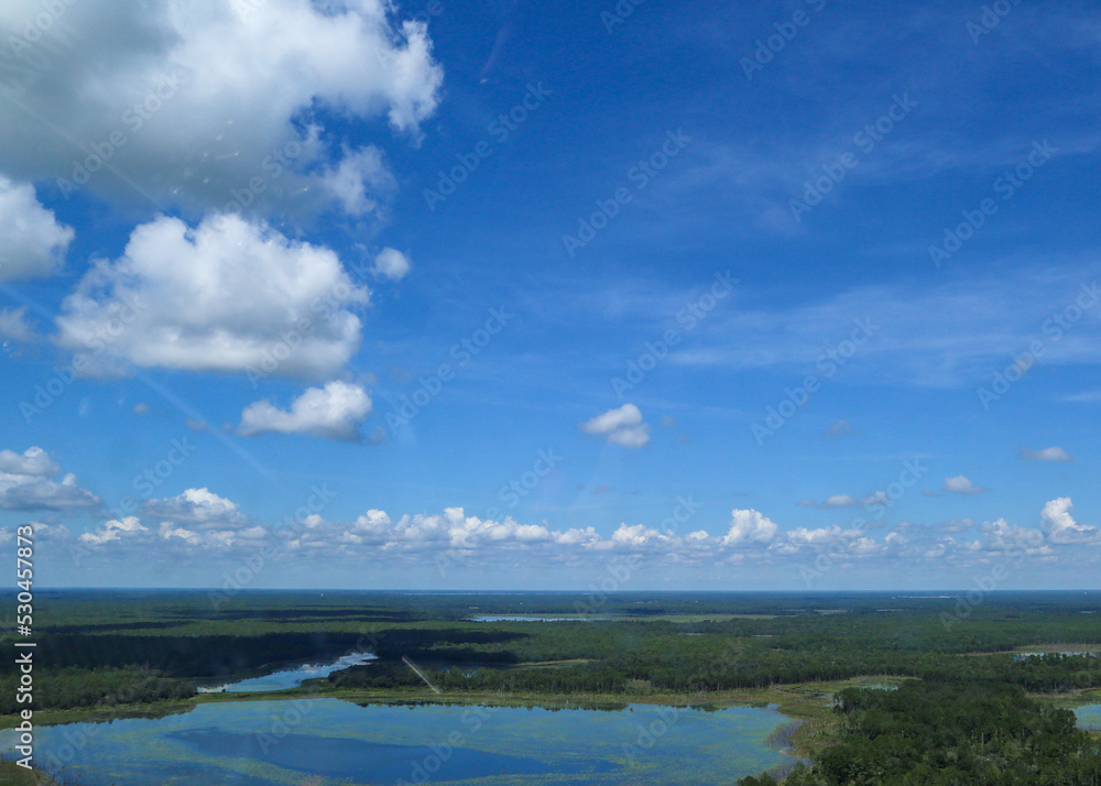 Aerial View of Northeast Florida Lakes and Sky