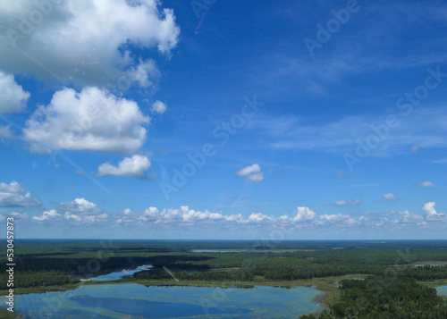 Aerial View of Northeast Florida Lakes and Sky