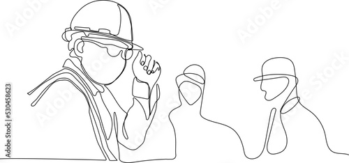 construction manager and engineer working on building site. Vector illustration