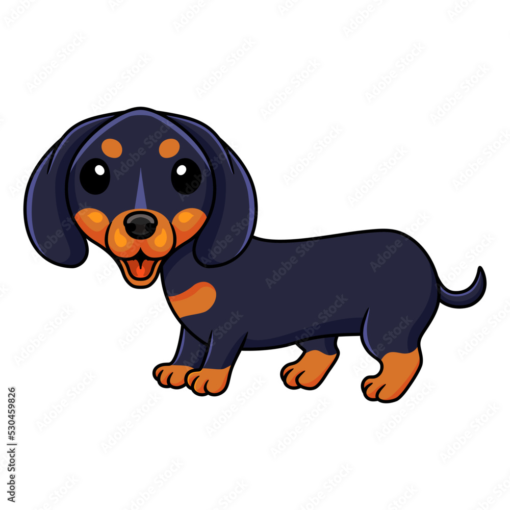Cute dashund dog cartoon posing