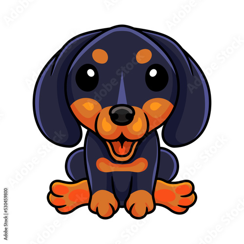 Cute dashund dog cartoon sitting