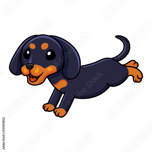 Cute dashund dog cartoon running