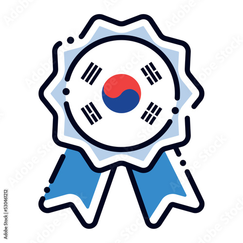 Isolated silk medal icon with the flag of South Korea Vector
