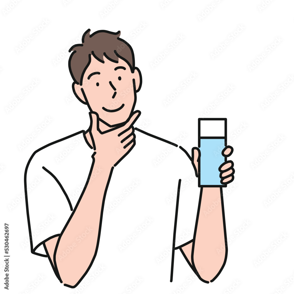 この化粧品に満足している男性 この化粧品に満足している男性