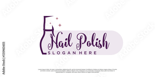 Nail polish logo design vector with creative unique style