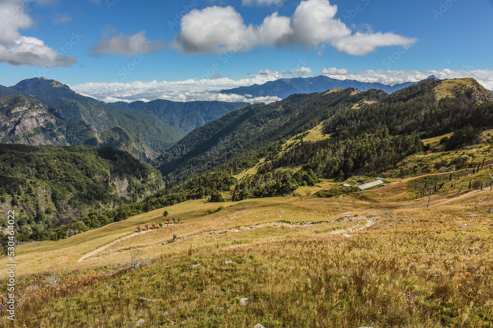 Panoramic View Of The Holy Ridge And Glacial Cirque At Sunrise On The Trail To Main Peak Of Xue Mountain (Snow mountain) , Shei-Pa National Park, Taiwan Panoramic View Of The Holy Ridge And Glacial Cirque At Sunrise On The Trail To Main Peak Of Xue Mountain (Snow mountain) , Shei-Pa National Park, Taiwan