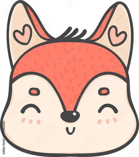 cute fox wildlife animal face doodle nursery cartoon photo