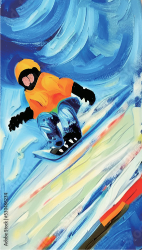 Winter Ski Resort Poster Vector Illustration