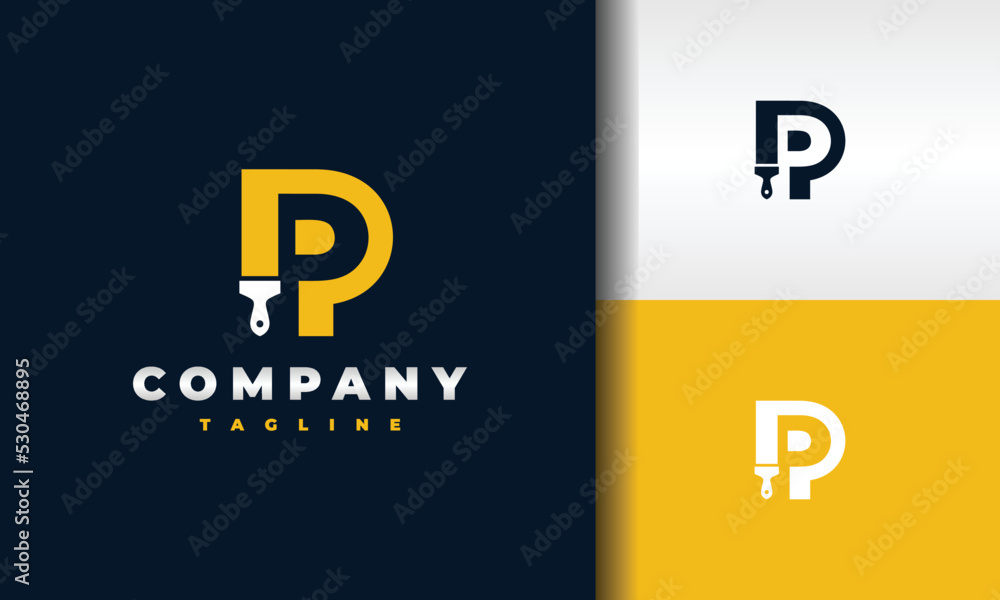 letter P logo paint brush letter P logo paint brush