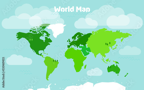 World continent map location graphic illustration