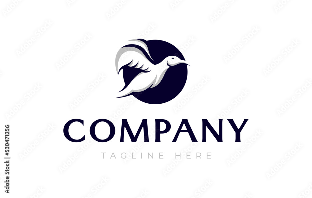 Seagull Logo Design Template. Beach Bird Icon Vector