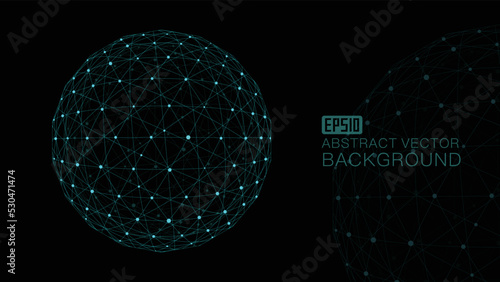 Spherical science and technology vector background connected by dots and lines, three-dimensional abstract vector planet, meaning globalization, internationalization, science and technology concept