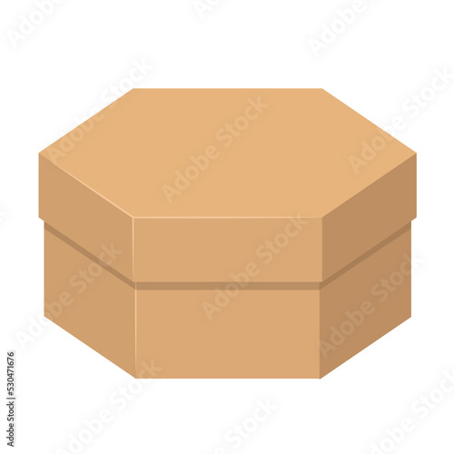 hexagonal cardboard box flat vector illustration logo icon clipart