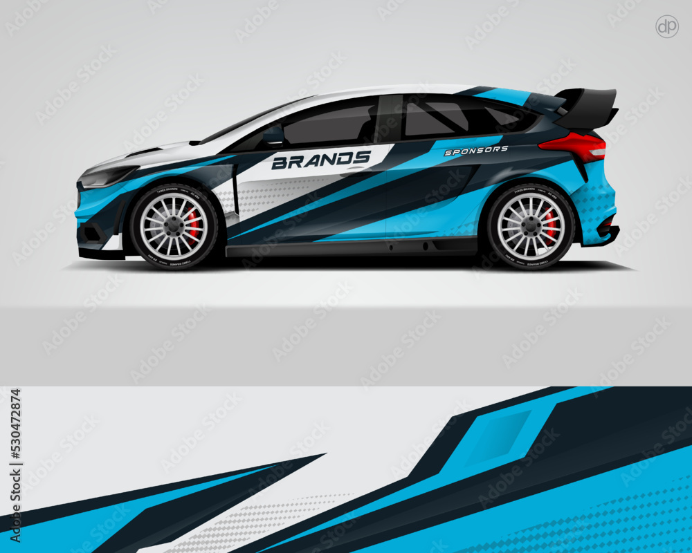 Car decal design vector. Graphic abstract stripe racing background kit