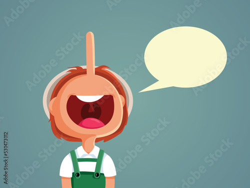 Insincere Boy Telling Lies Vector Cartoon Character. Liar child saying made-up things to get attention and advantages
