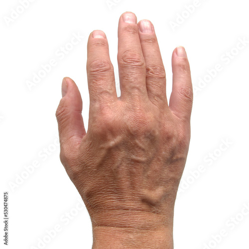 Man's hand swiping or moving something