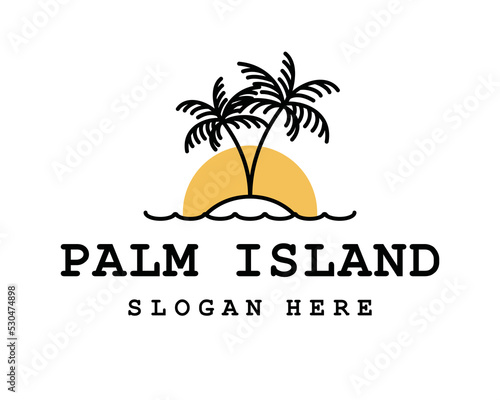 Wallpaper Mural Palm island with sunset or sunrise sign symbol icon logo vector Torontodigital.ca