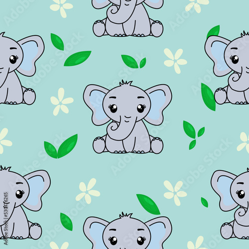 Seamless pattern with cute elephant, Creative childish texture. Great for fabric, textile Vector Illustration.