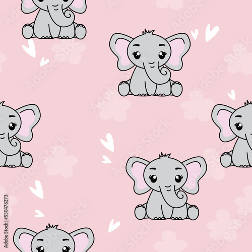 Seamless pattern with cute elephant, Creative childish texture. Great for fabric, textile Vector Illustration.