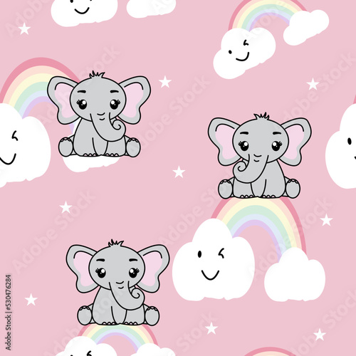Seamless pattern with cute elephant  Creative childish texture. Great for fabric  textile Vector Illustration.