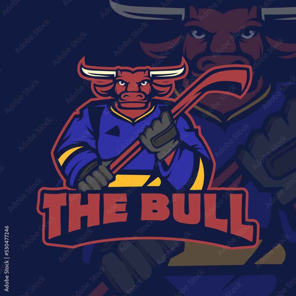 Bull Hockey Mascot Logo Design Bull Hockey Mascot Logo Design
