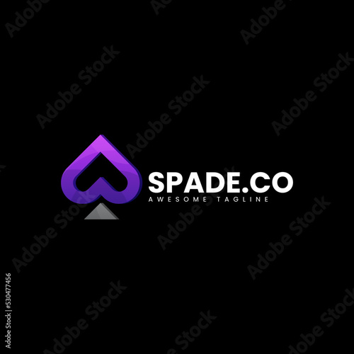 Vector Logo Illustration Spade Gradient Colorful Style.